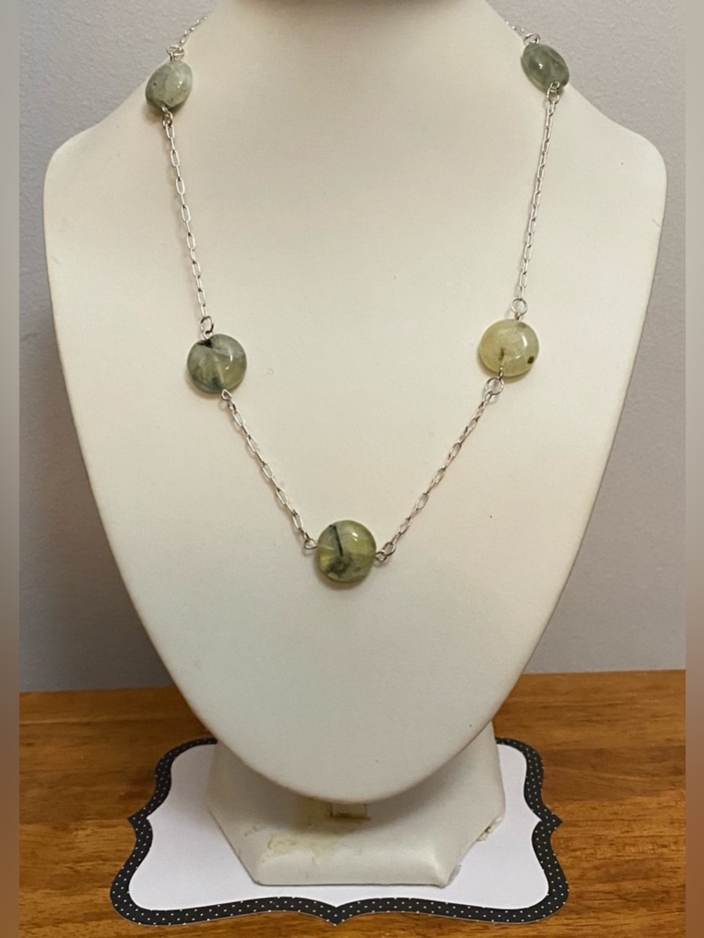 NEW Prehnite with Tourmaline crystal gemstone necklace